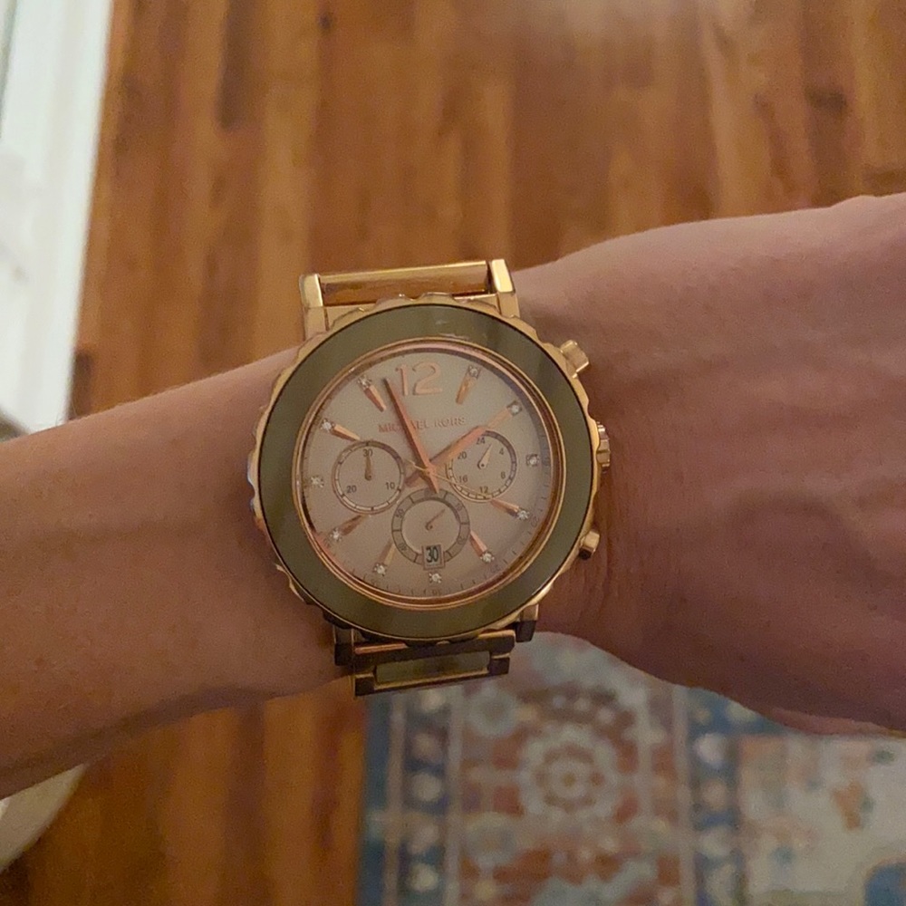 Michael Kora Tortoise and Rose Gold Watch